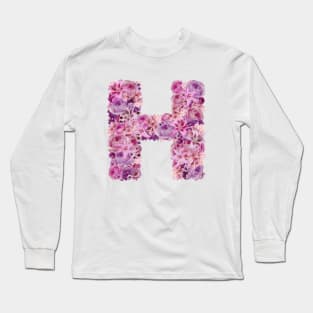 Pink Floral Letter H Long Sleeve T-Shirt